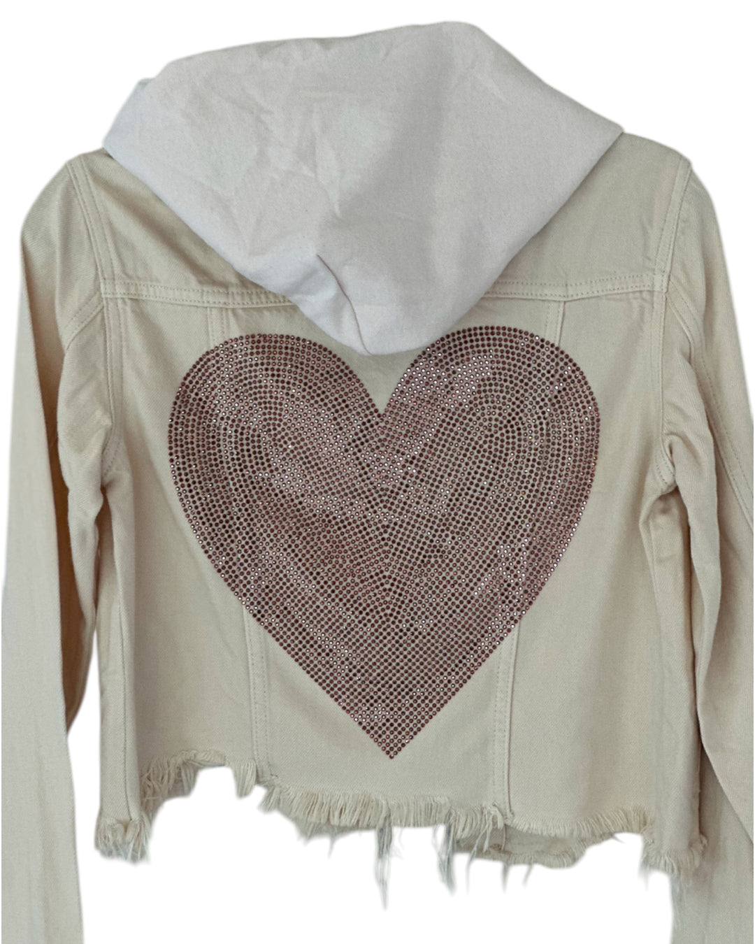 Hooded Heart Jean Jacket in Cream