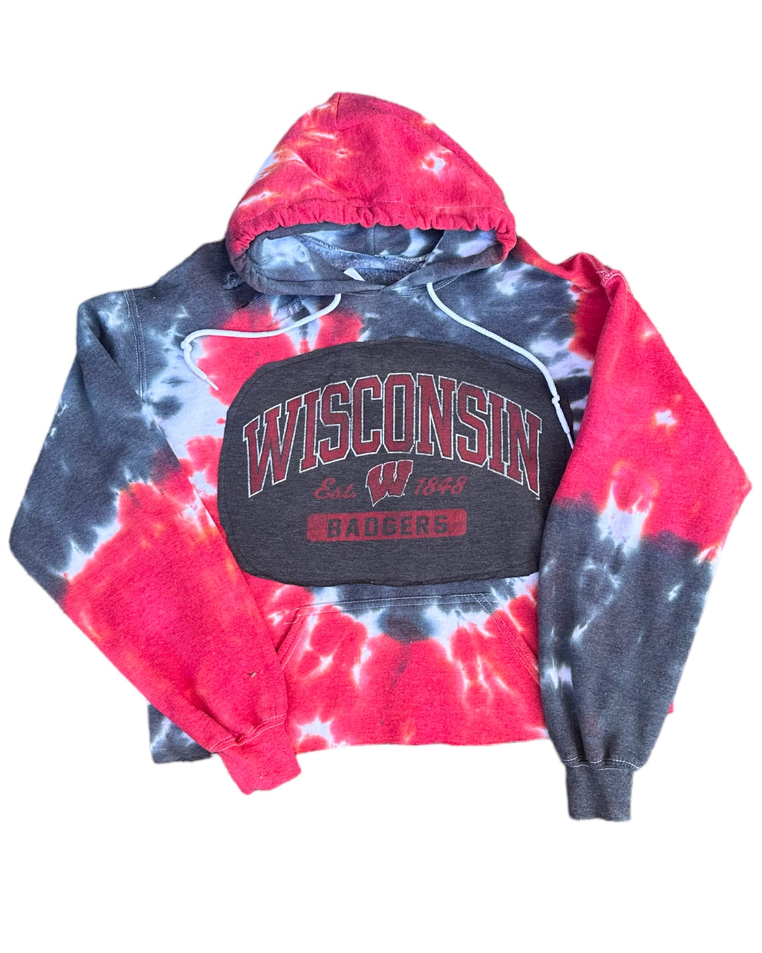 Wisconsin Patched Cut & Distressed Tie Dye Sweatshirt