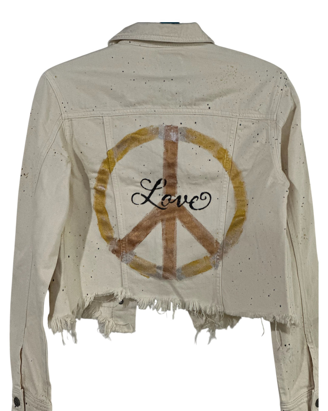 Hand Painted Jean Jacket in Cream
