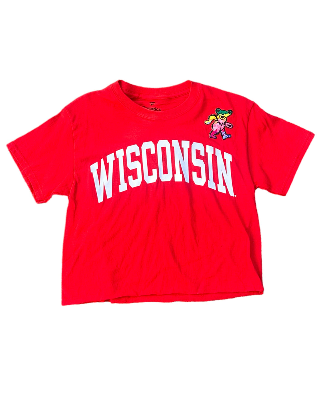 Wisconsin Bear Patch Cropped T-Shirt