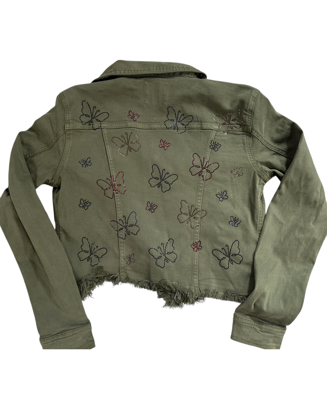 Scattered Butterfly Jean Jacket in Olive
