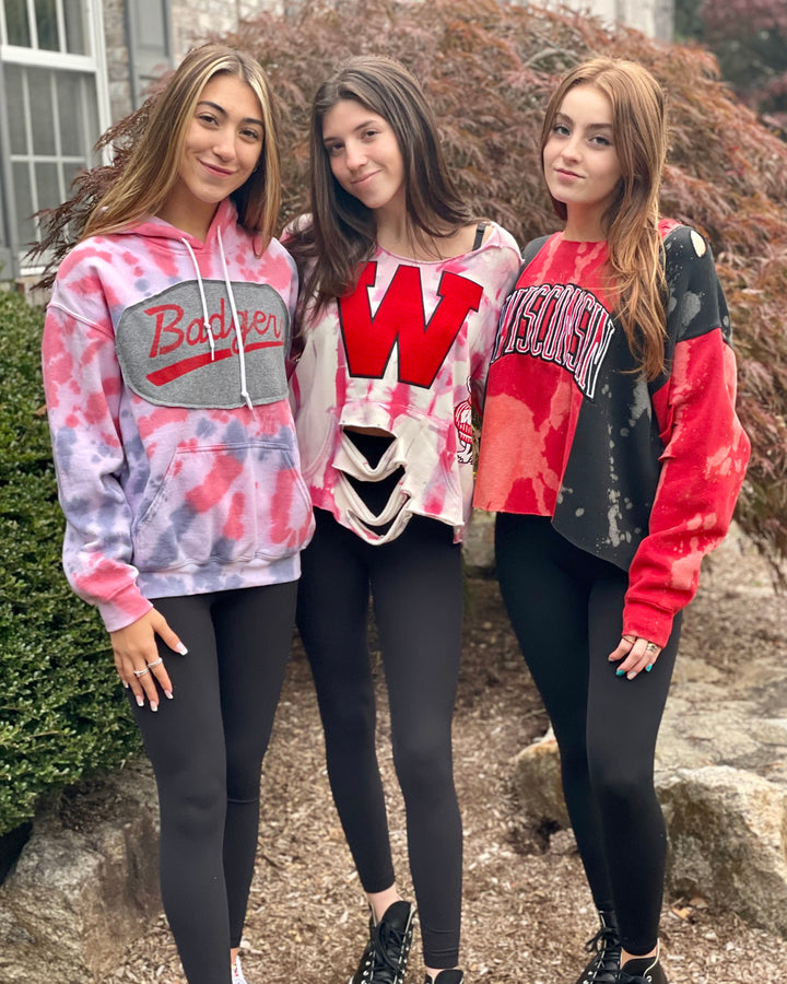 Wisconsin Patched Tie Dye Sweatshirt