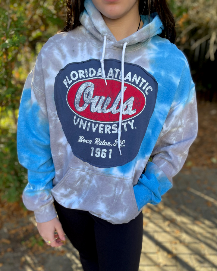 FAU Owls Patched Tie Dye Sweatshirt