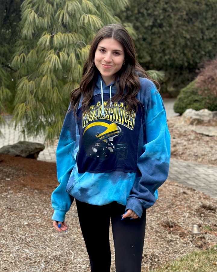 Michigan Patched Tie Dye Sweatshirt