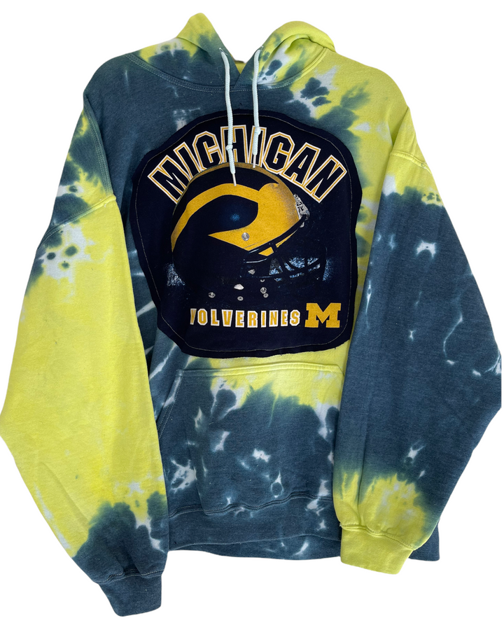 Michigan Patched Tie Dye Sweatshirt