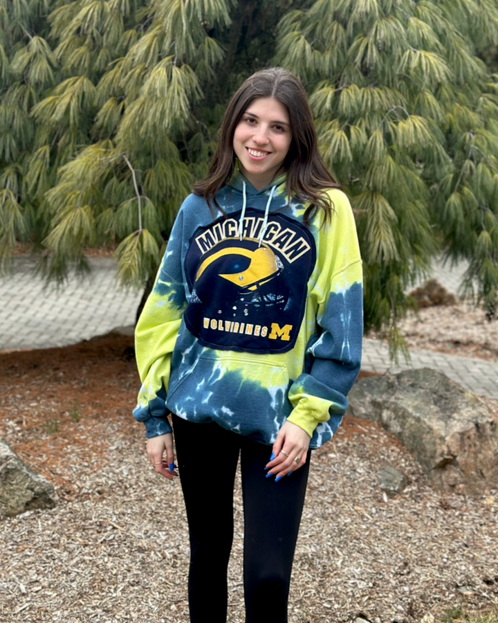 Michigan Patched Tie Dye Sweatshirt