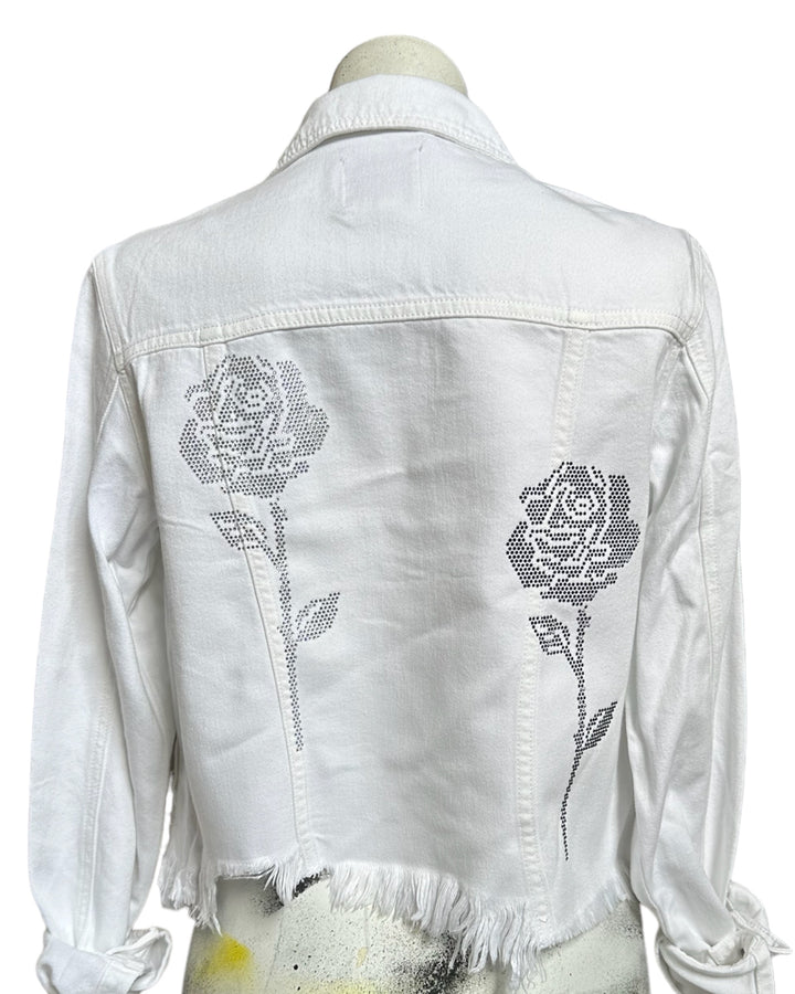 Silver/Black Roses Jean Jacket