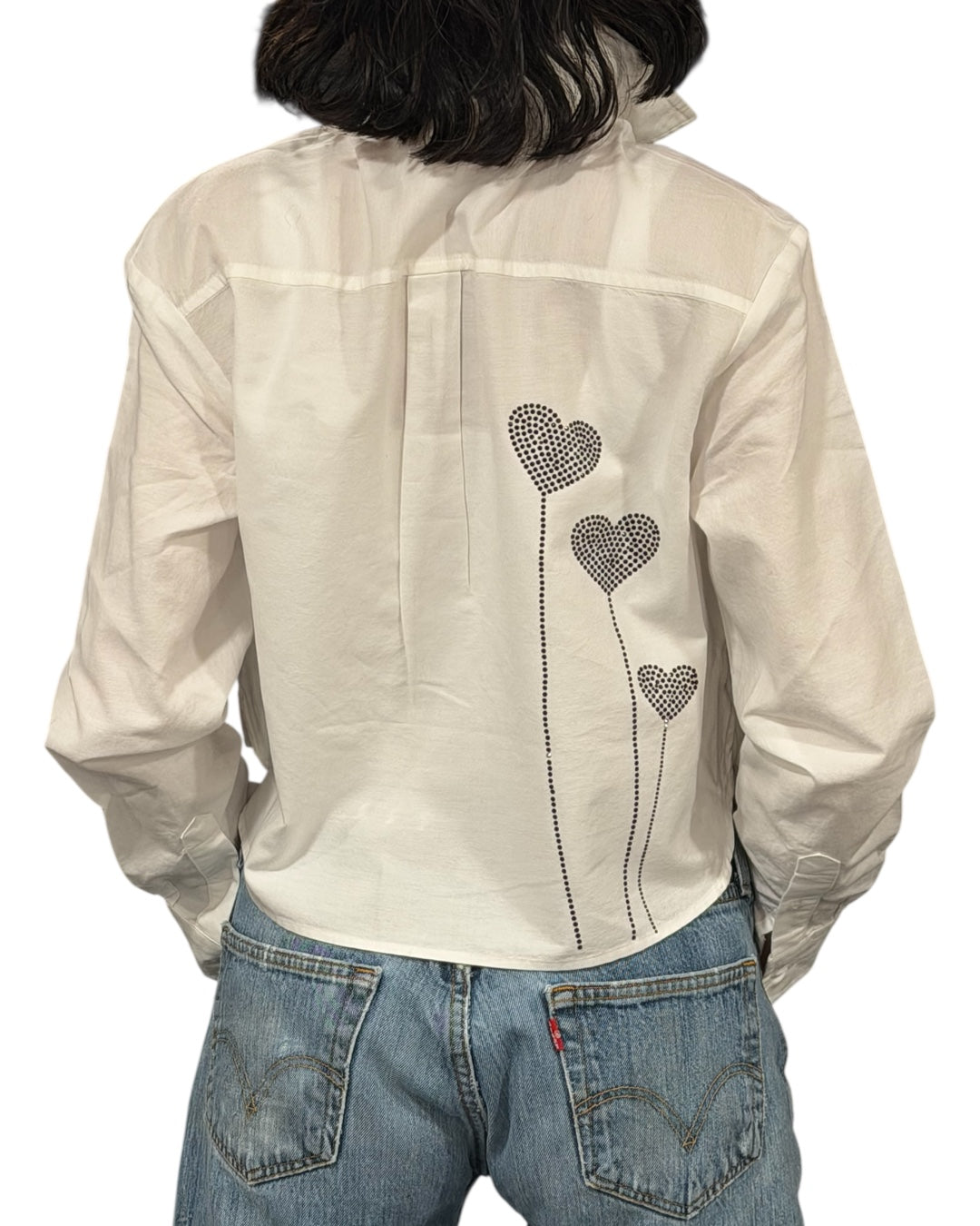 Double Sided Hearts White Boyfriend Shirt