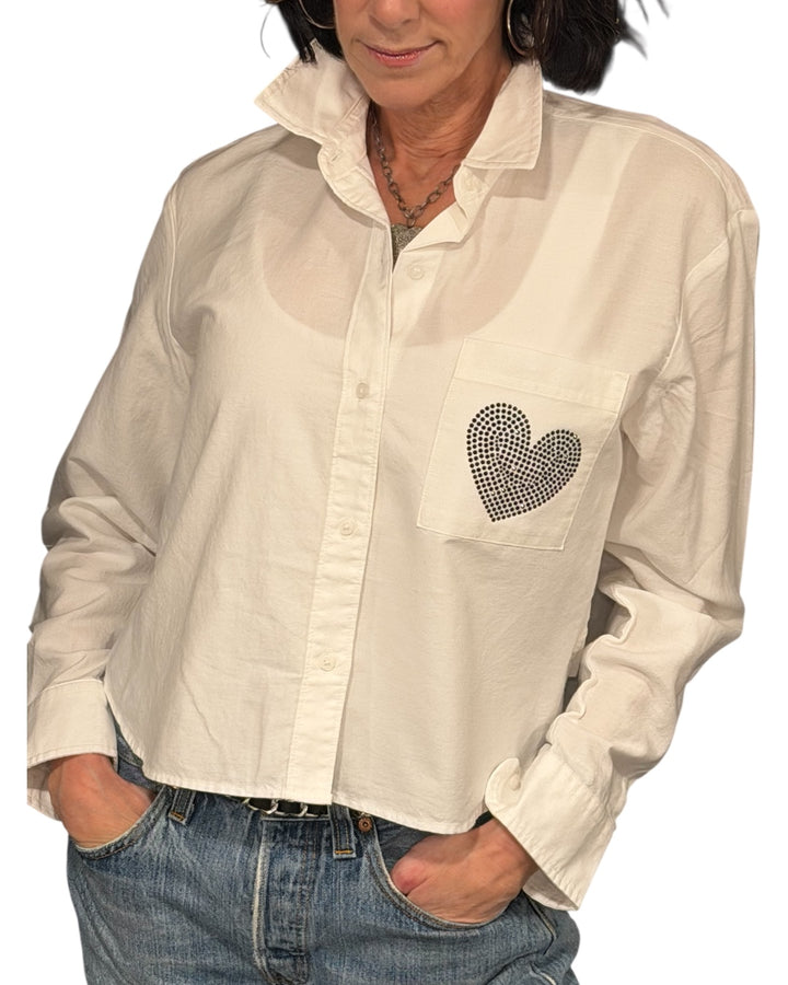 Double Sided Hearts White Boyfriend Shirt