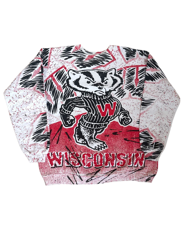 Wisconsin All Over Double Sided Rare Vintage Sweatshirt