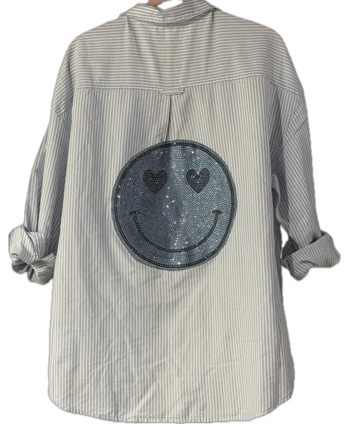 Blue Stripe Smiley Boyfriend Shirt