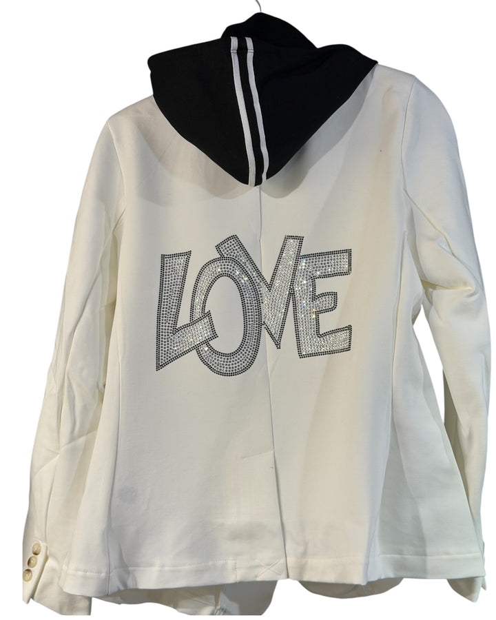 Abstract Love White Blazer