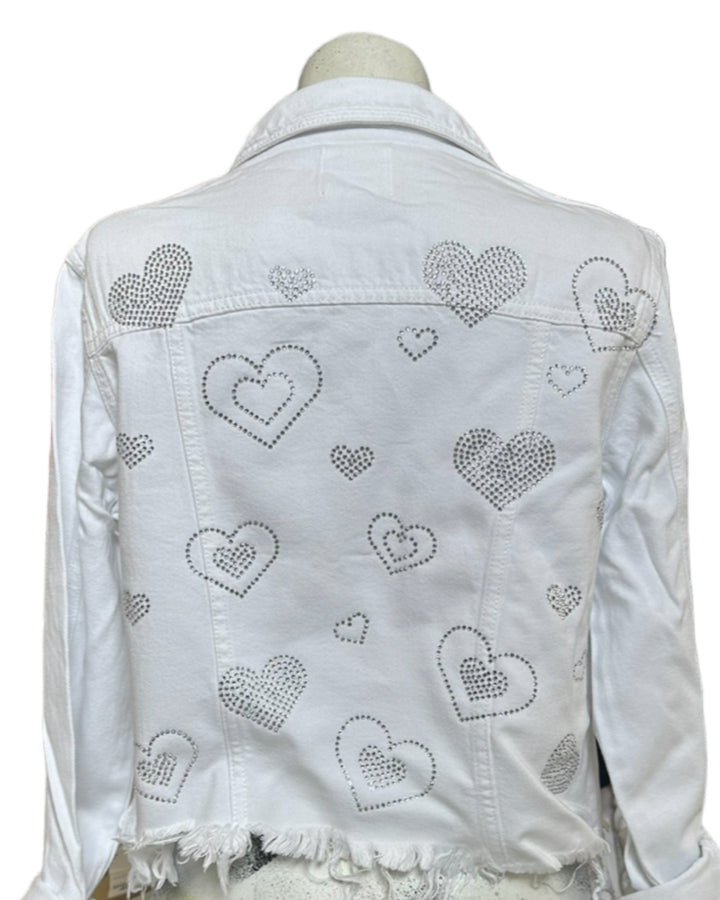 Silver Scattered Hearts Jean Jacket