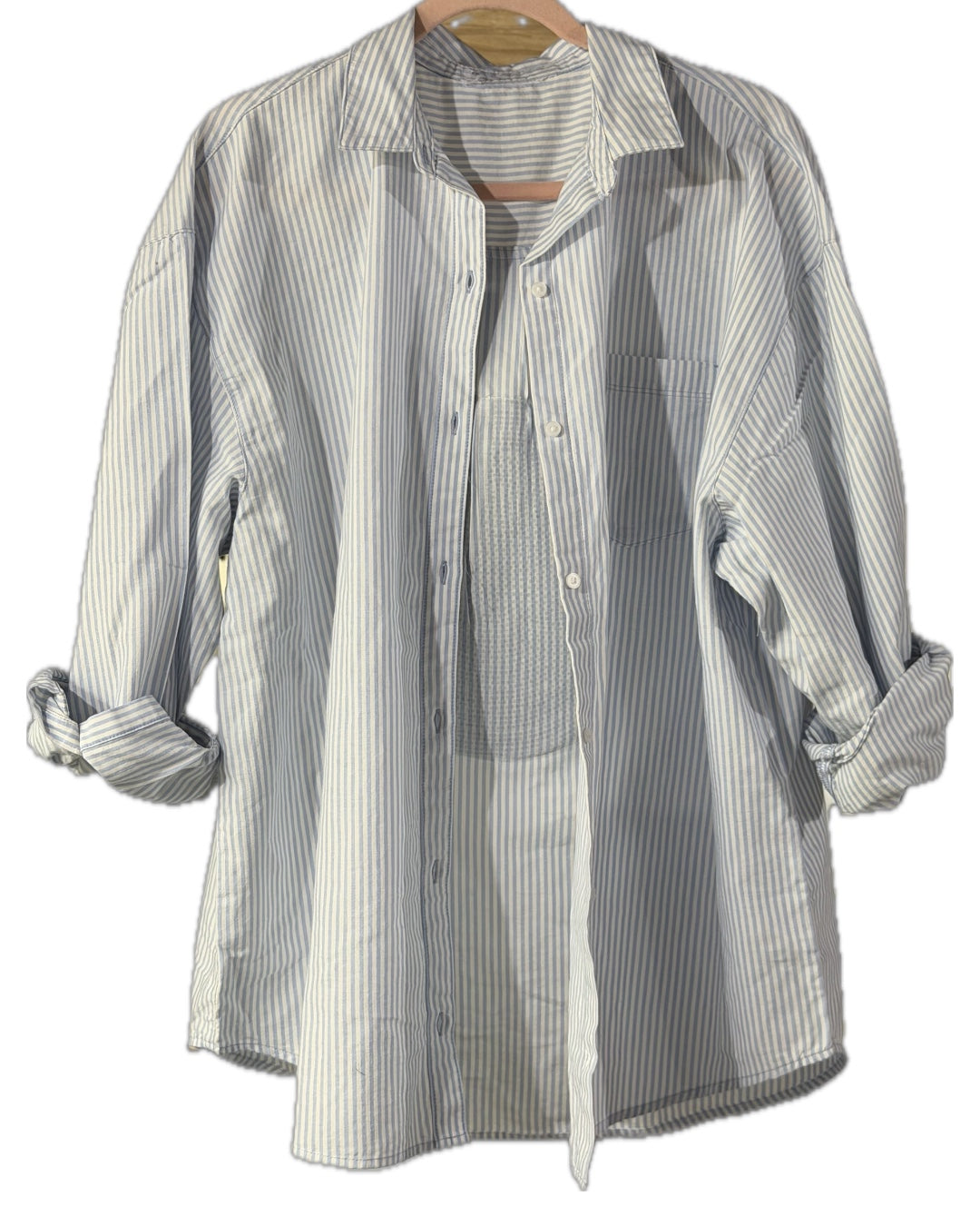 Blue Stripe Smiley Boyfriend Shirt