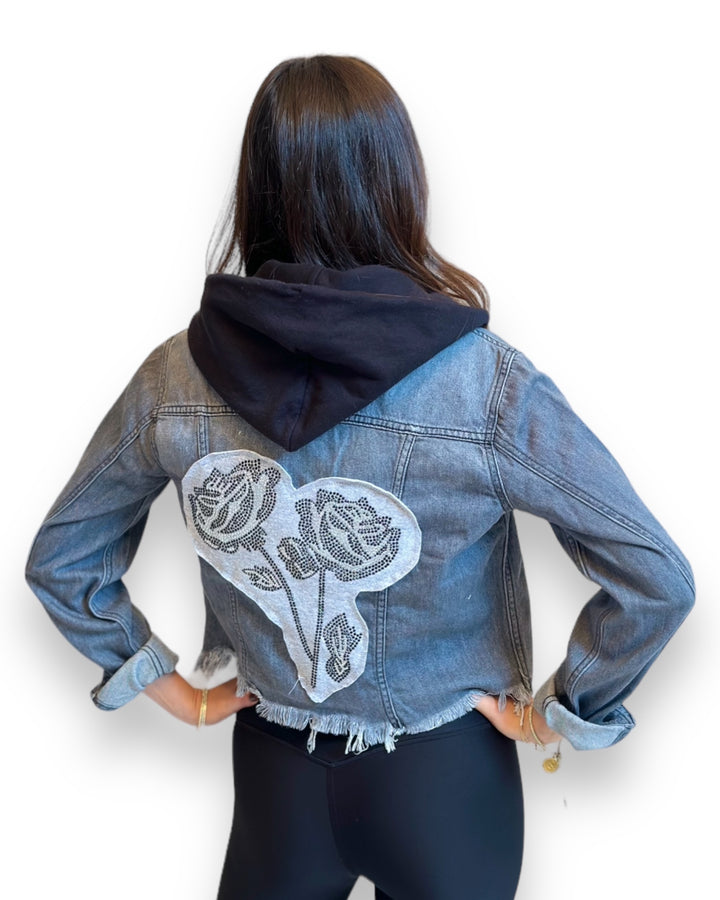 Roses Patched Jean Jacket