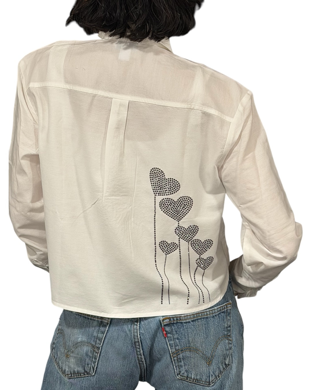 Double Sided Ballon Hearts White Boyfriend Shirt