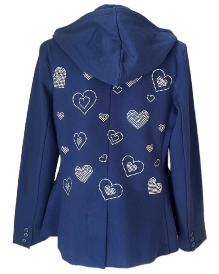 Silver Scattered Hearts Navy Blazer