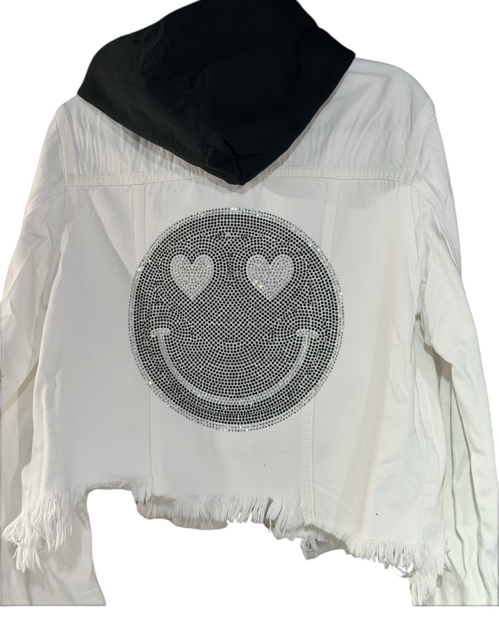 Hooded Black Smiley Face Jean Jacket