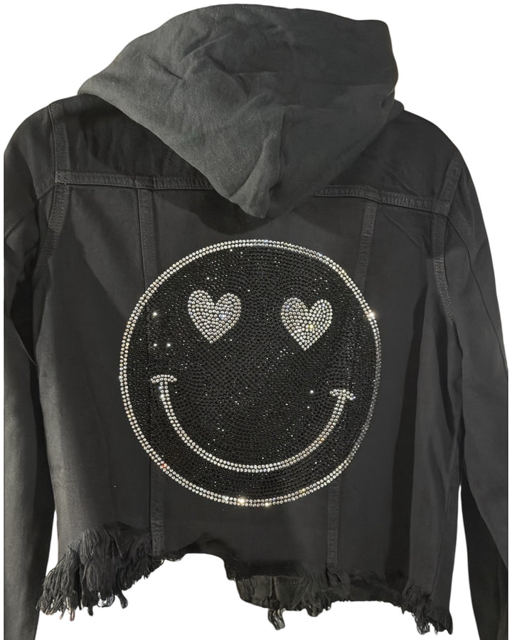 Hooded Smiley Face Jean Jacket