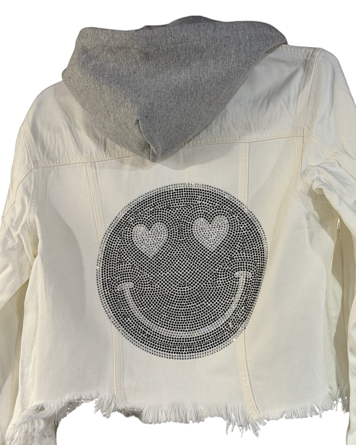 Hooded Black Smiley Face Jean Jacket