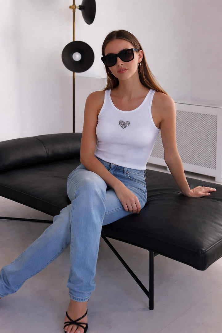 Rhinestone Heart Tank Top