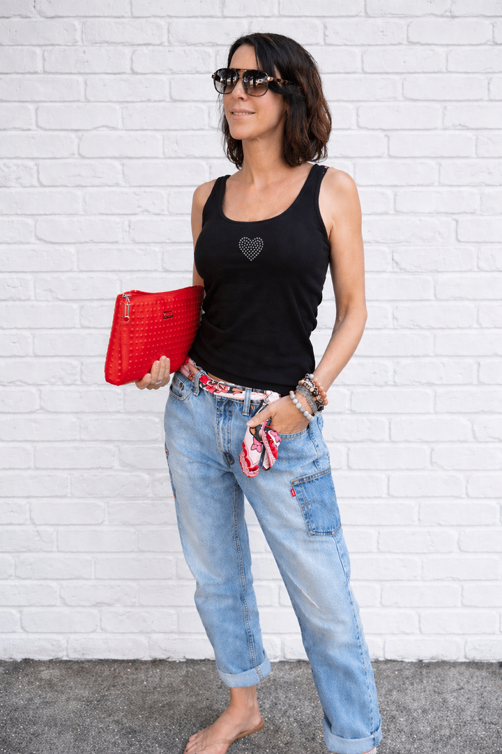 Rhinestone Heart Tank Top
