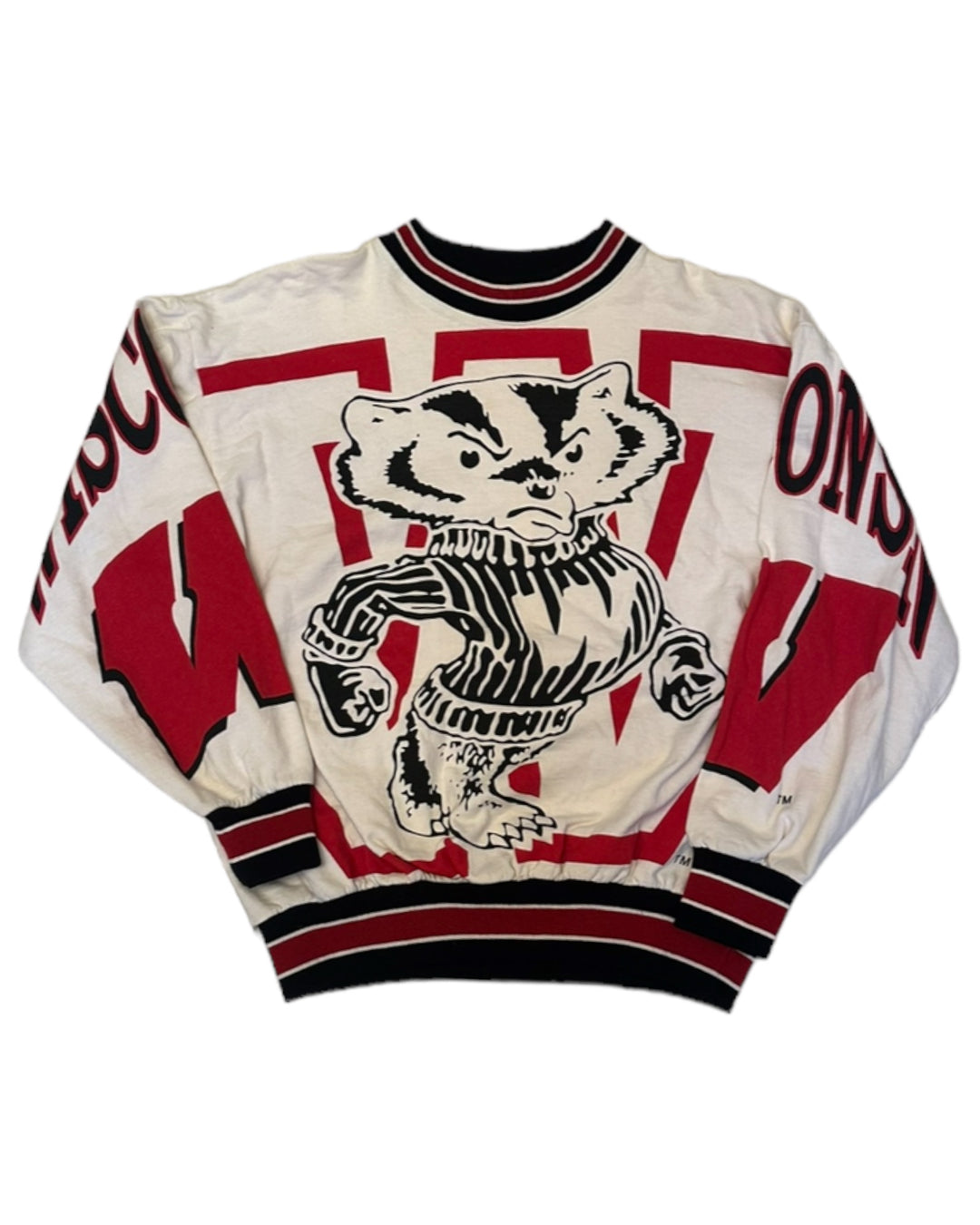 Wisconsin All Over Double Sided Rare Vintage Sweatshirt
