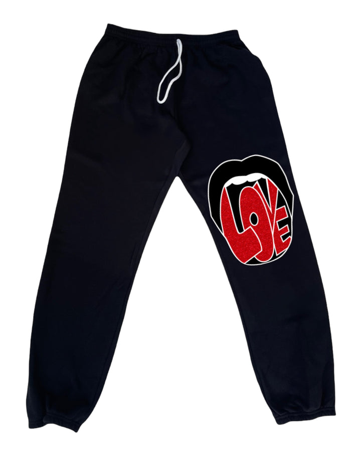 Love Mouth Sweatpants- Red/ Black