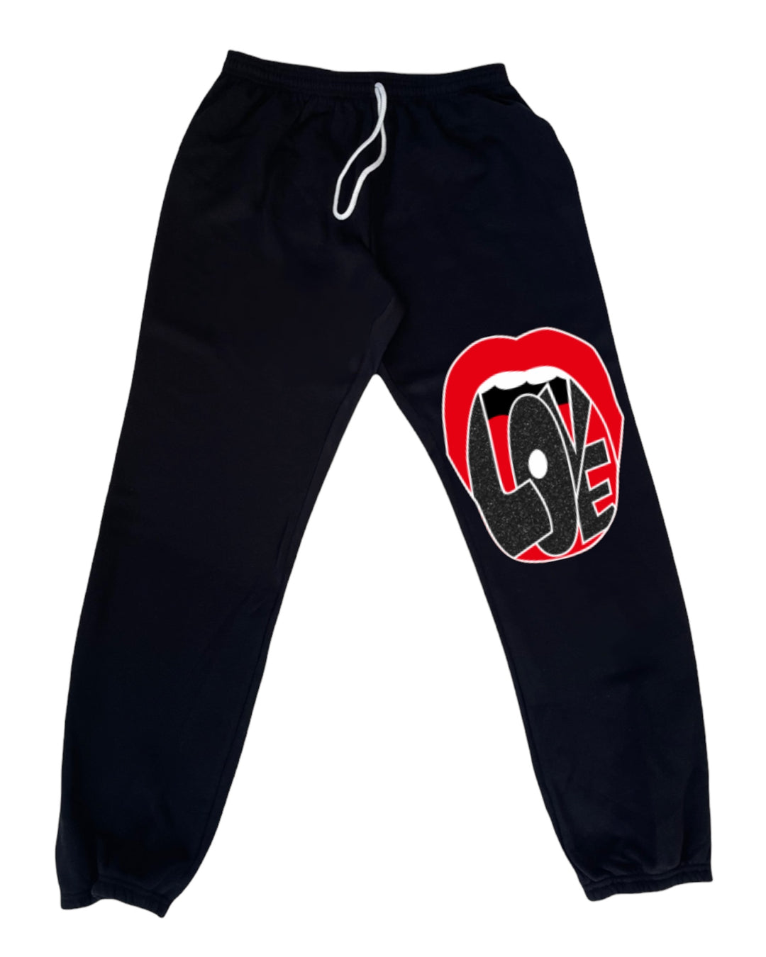 Love Mouth Sweatpants- Black/ Red