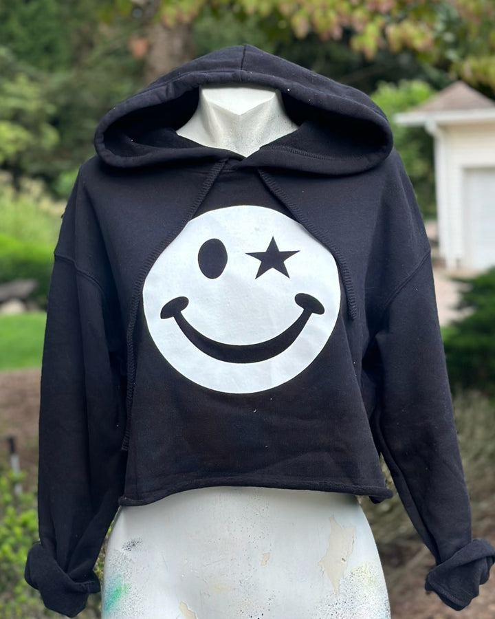 Smiley Face Cropped Sweatshirt