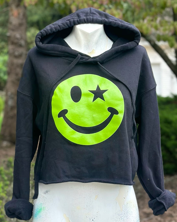 Smiley Face Cropped Sweatshirt