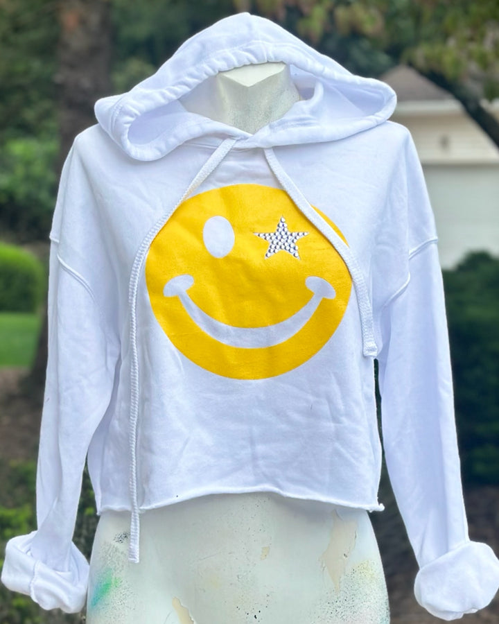 Smiley Face Cropped Sweatshirt