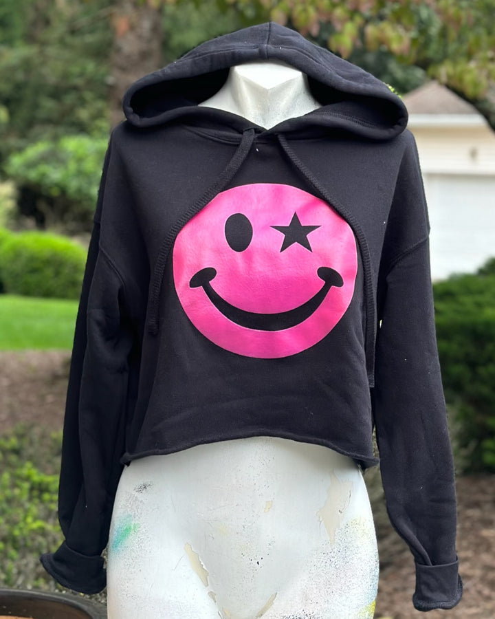 Smiley Face Cropped Sweatshirt