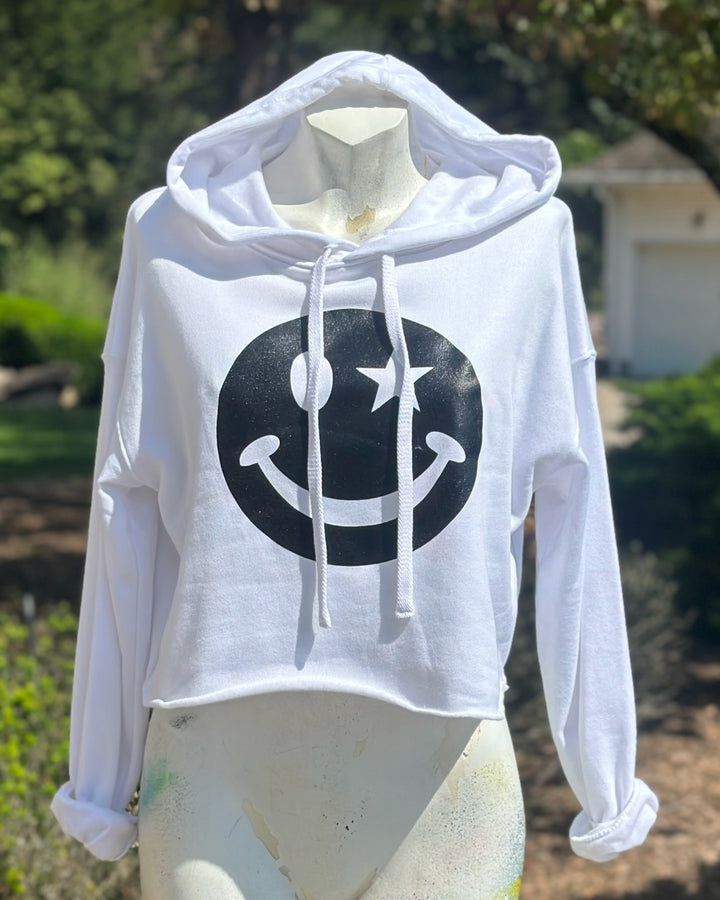 Smiley Face Cropped Sweatshirt