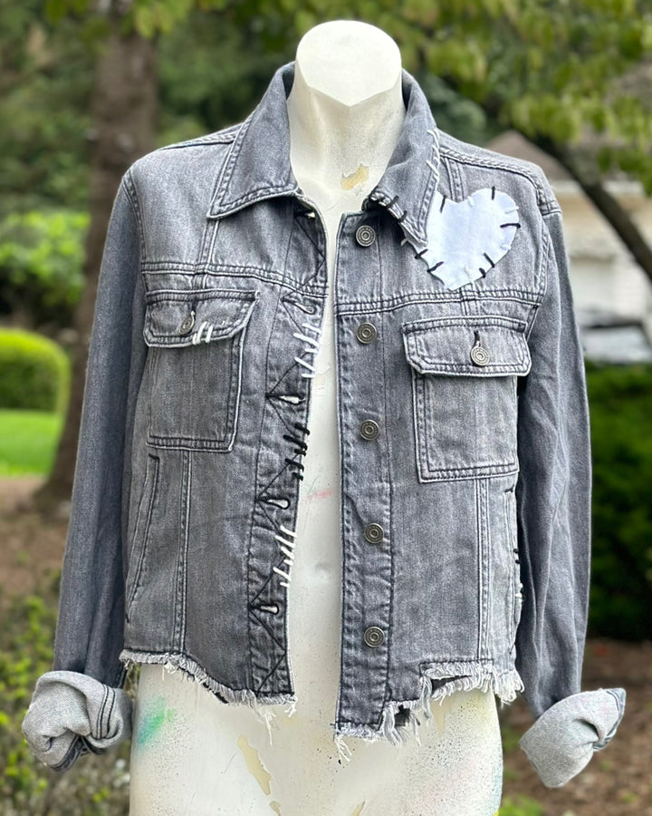 Embroidery Reworked Patched Jean Jacket