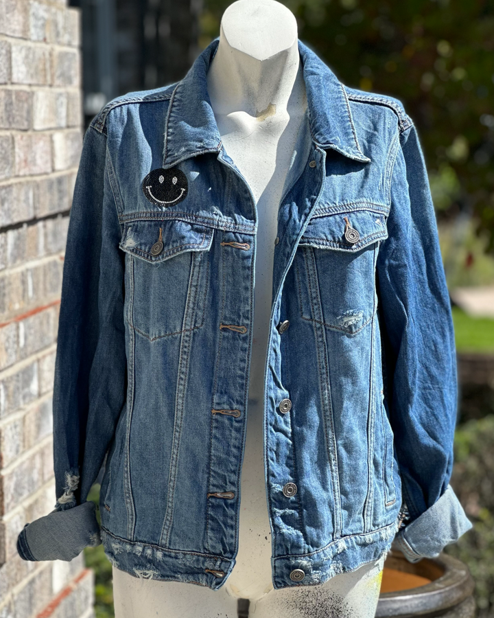 Graffiti Rock & Roll Rhinestone Love Jean Jacket