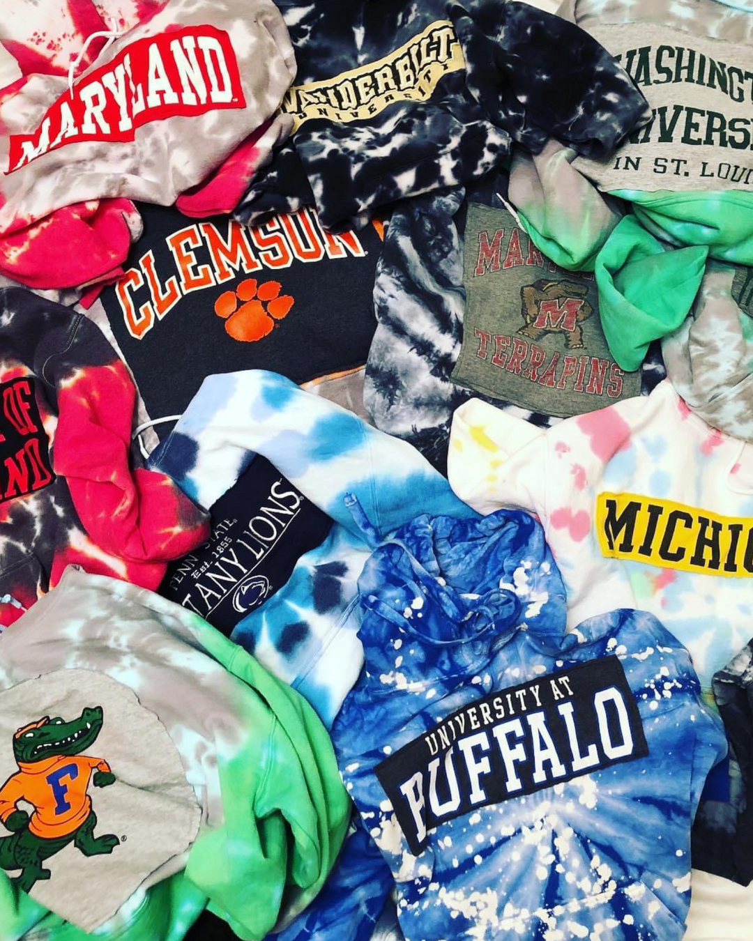 Handmade Custom Tie Dye Patched Sweatshirt